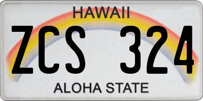 HI license plate ZCS324