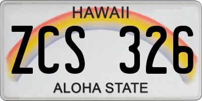 HI license plate ZCS326