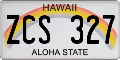 HI license plate ZCS327