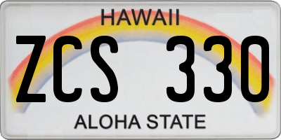 HI license plate ZCS330