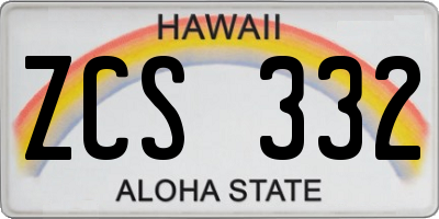 HI license plate ZCS332