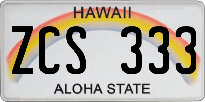 HI license plate ZCS333