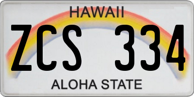 HI license plate ZCS334