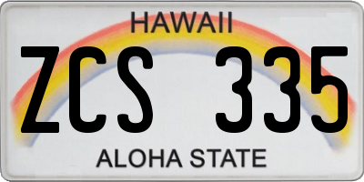 HI license plate ZCS335