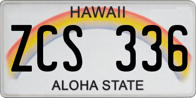 HI license plate ZCS336