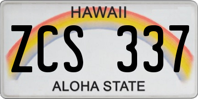 HI license plate ZCS337