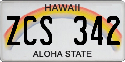 HI license plate ZCS342