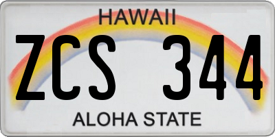 HI license plate ZCS344
