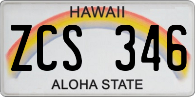 HI license plate ZCS346