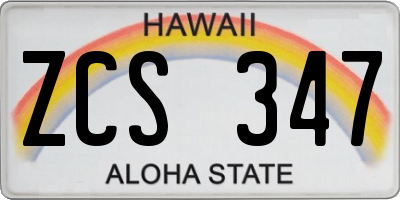 HI license plate ZCS347