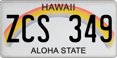 HI license plate ZCS349