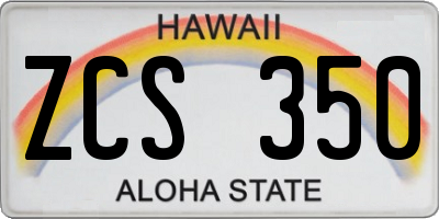 HI license plate ZCS350