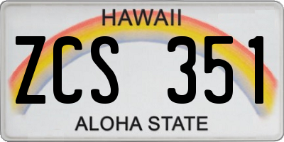 HI license plate ZCS351