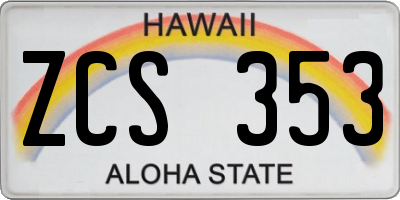 HI license plate ZCS353