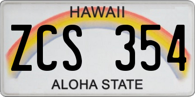 HI license plate ZCS354