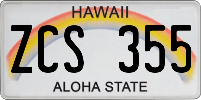 HI license plate ZCS355