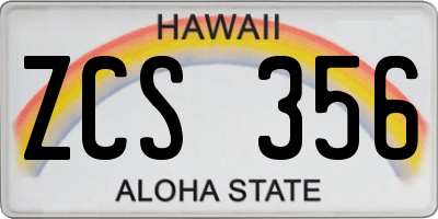HI license plate ZCS356