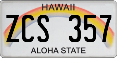 HI license plate ZCS357