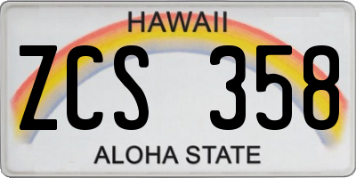 HI license plate ZCS358