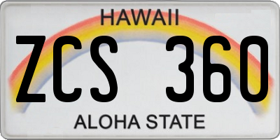 HI license plate ZCS360
