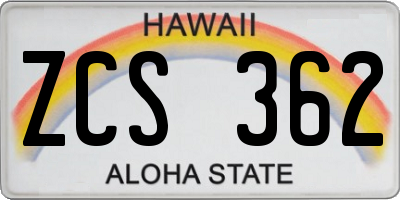 HI license plate ZCS362