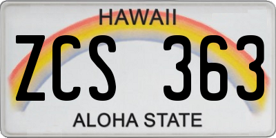 HI license plate ZCS363