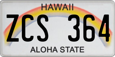 HI license plate ZCS364