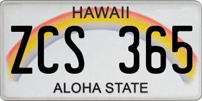 HI license plate ZCS365