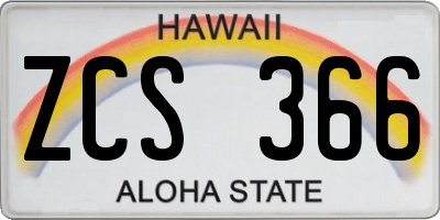 HI license plate ZCS366
