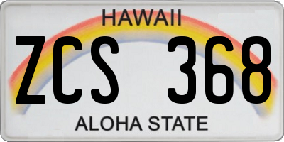 HI license plate ZCS368