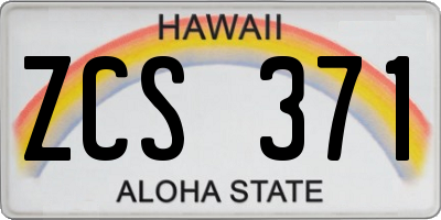 HI license plate ZCS371