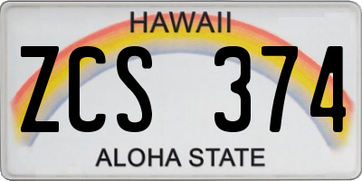 HI license plate ZCS374