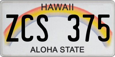 HI license plate ZCS375