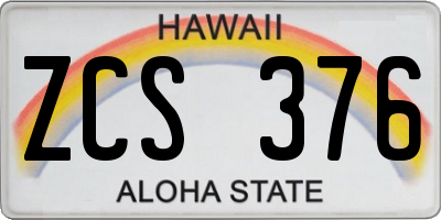 HI license plate ZCS376