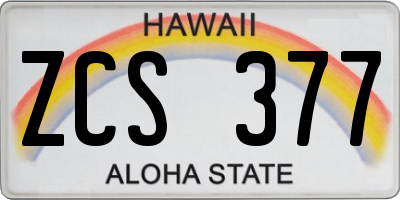 HI license plate ZCS377
