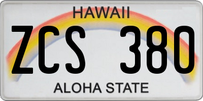 HI license plate ZCS380