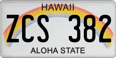 HI license plate ZCS382