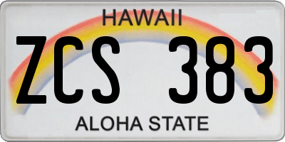 HI license plate ZCS383
