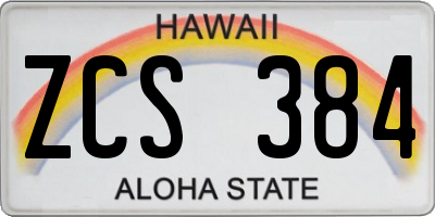 HI license plate ZCS384