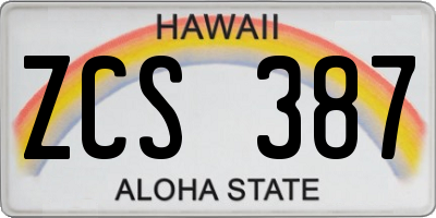 HI license plate ZCS387