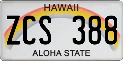 HI license plate ZCS388