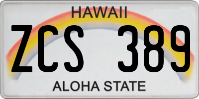 HI license plate ZCS389