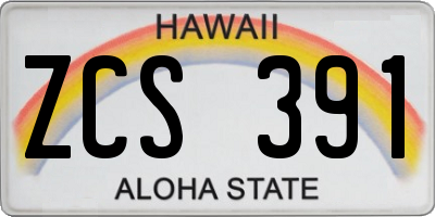 HI license plate ZCS391