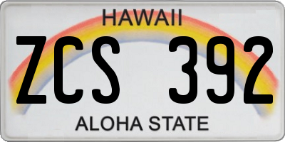 HI license plate ZCS392