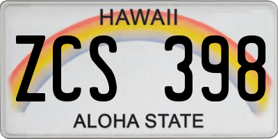 HI license plate ZCS398