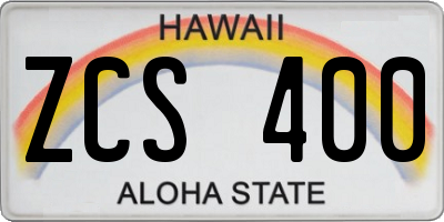 HI license plate ZCS400