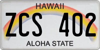 HI license plate ZCS402