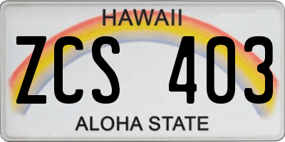 HI license plate ZCS403