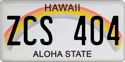 HI license plate ZCS404