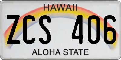 HI license plate ZCS406
